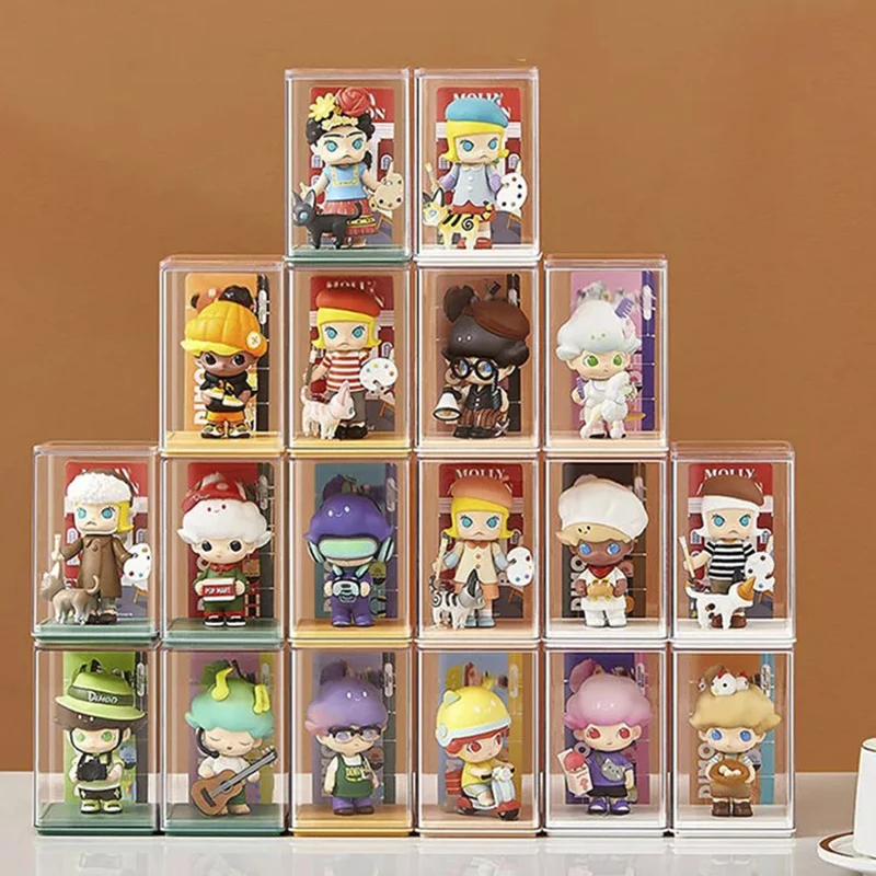 블라인드 박스 인형 보관함 케이스 아크릴 방진 주최자 액션 피규어 컬렉션을위한 다층 미스터리 박스 디스플레이 스탠드