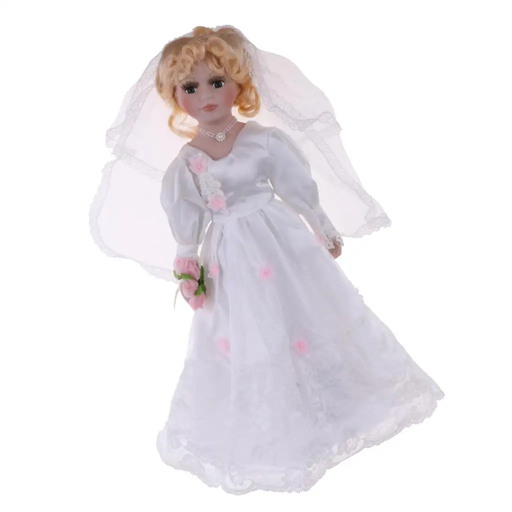 40 cm brugpop met gouden haar, Creative Valentin Gift vriend, Dollhouse People Display Decor Collection