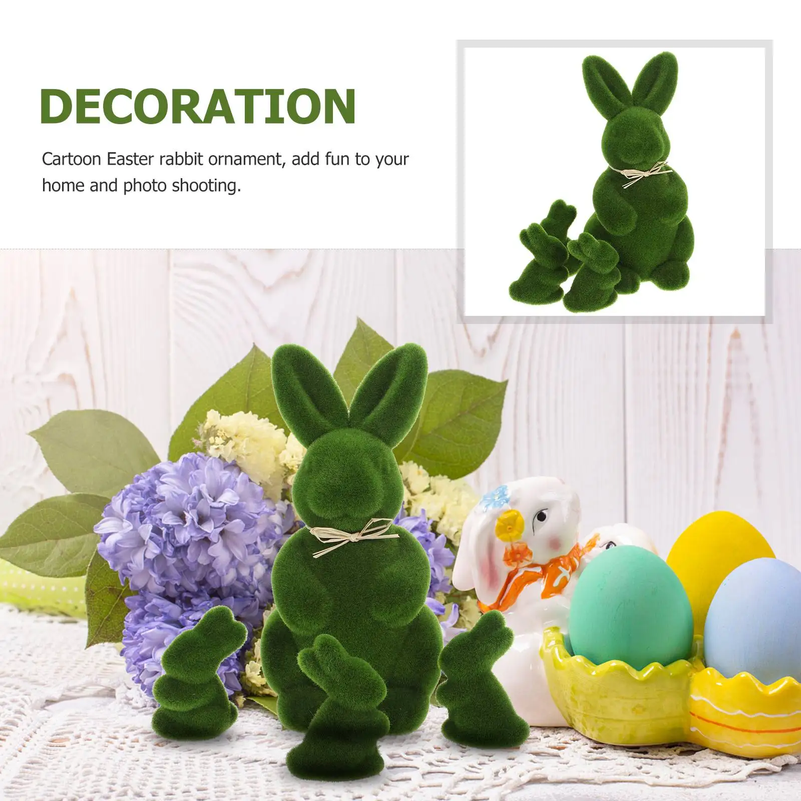 

4 Pcs Easter Bunny Decorations Grass Artificial Turf Rabbit Bunnies Mats for Rabbits Tray Topiary