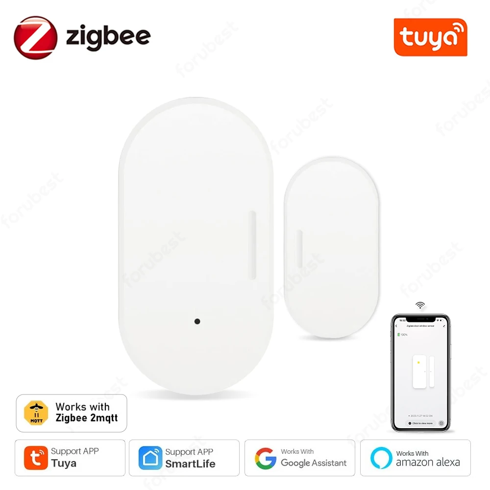 

Tuya Smart Zigbee Door Sensor Window Door Open/Closed Detector Home Alarm Security Protection Smart Life Works with Alexa Z2mqtt