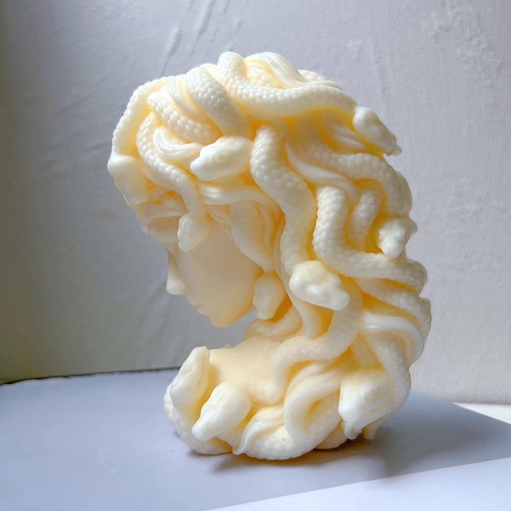 Realistic Medusa Bust Silicone Mold Snake Head Woman Candles Mould Greek Sculpture Body Face Terror Figure