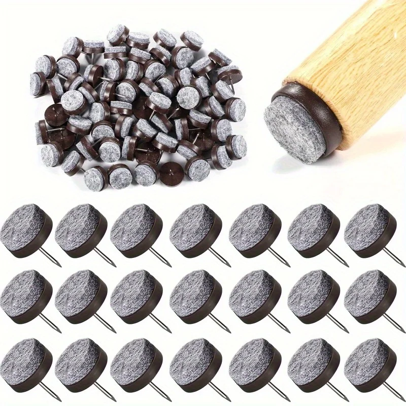 50pcs Felt Chair Leg Gliders - 20mm Round Slide Nails for Wooden Chairs & Tables, Soft Floor Protection with Storage Box