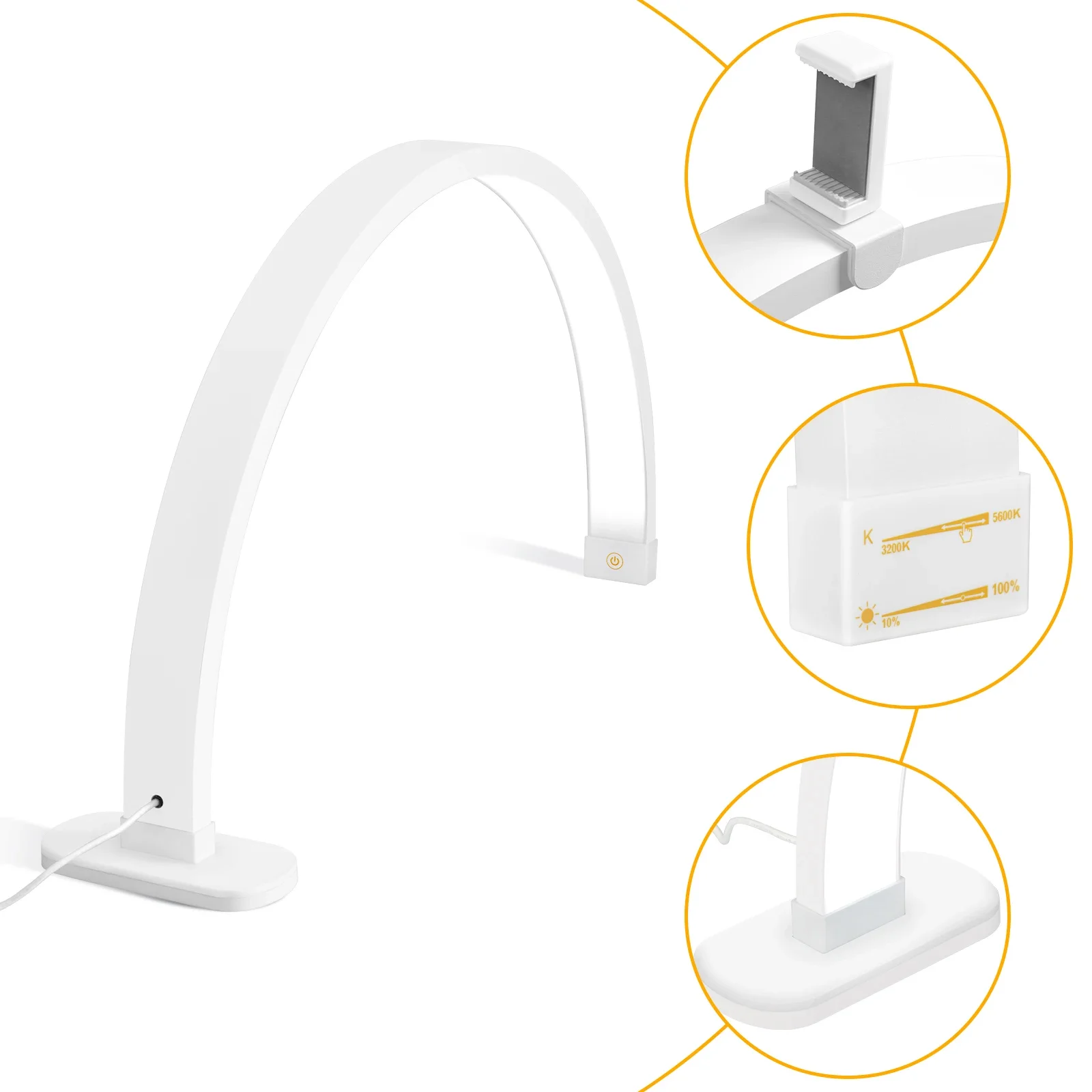 Fusitu FT-Y10 lampu LED untuk kecantikan, 40W lengkungan meja lampu kuku bentuk setengah bulan kit perawatan kuku Desktop lengkungan cincin Led