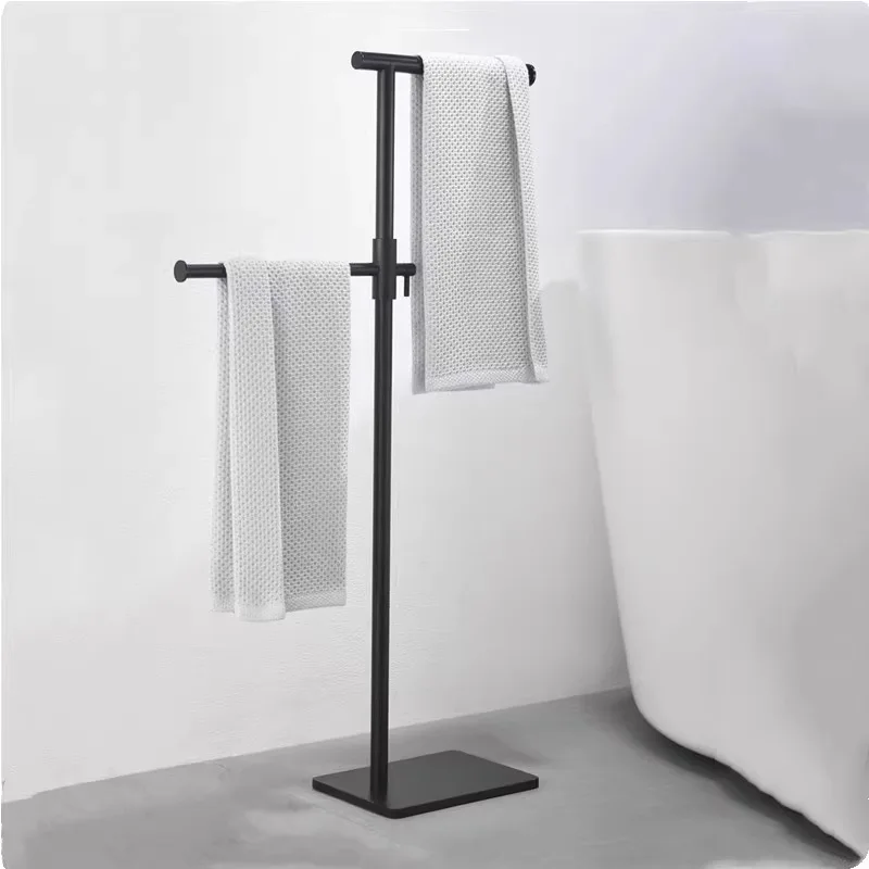 

Stainless steel floor towel bar, marble bathroom gold towel rack, no punching