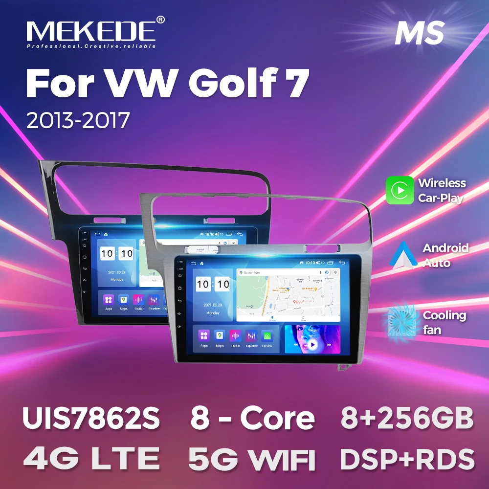 MEKEDE Car radio suitable for Volkswagen VW Golf 7  2013 - 2017 Golf7 2 Din multimedia video player GPS navigation Carplay+Auto