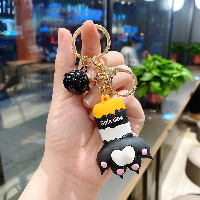 Cat's Paw Three-Dimensional Cartoon Cute Heart Pendant Silicone Key Chain Ornament Deserve Act The Role Of Young Girl Heart Car