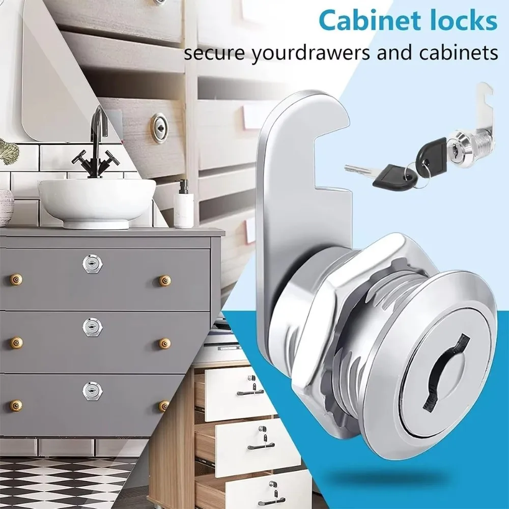 Portable Single Open Cabinet Lock Metal Cabinet Silver Door Lock with 2 Keys Easy Replacement Mailbox Lock Mailbox