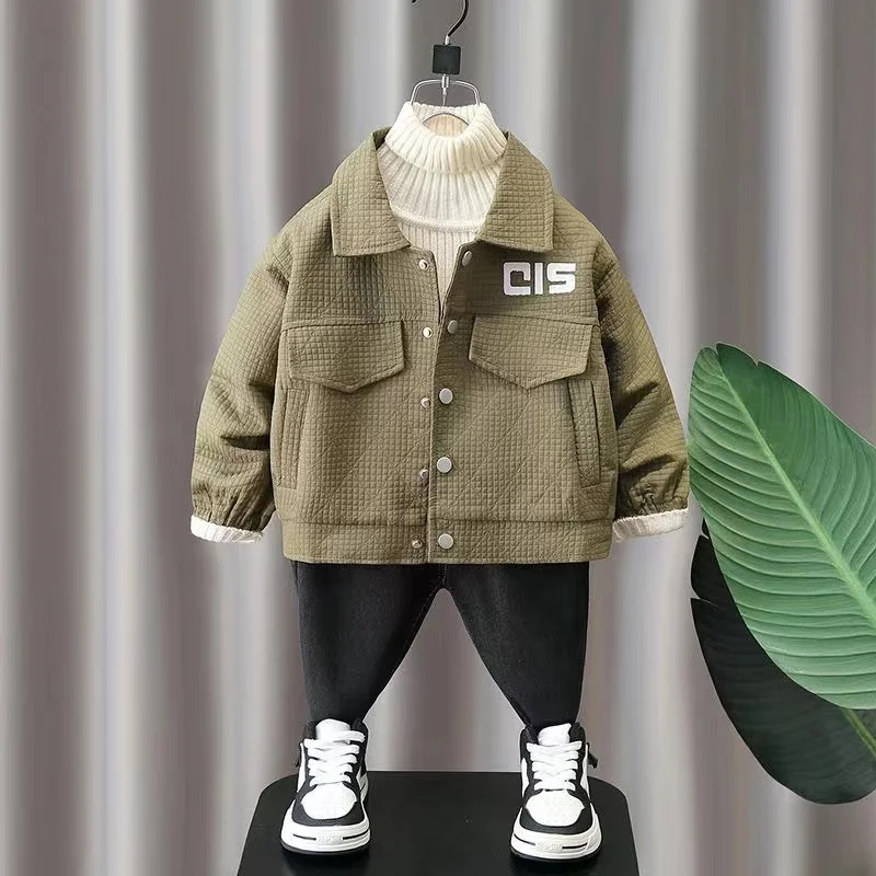 

Boys Coat Spring And Autumn 2024 New Fashionable Baby Han Fan Autumn Jacket Cool and Handsome Children's Top Kids Clothing