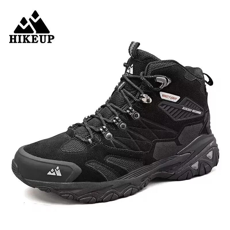 HIKEUP Winter Snow Boots for Men Platform Rubber Ankle Boots Man Designer Hiking Shoes Men\'s Sneakers Winter Leather Hiking Boot