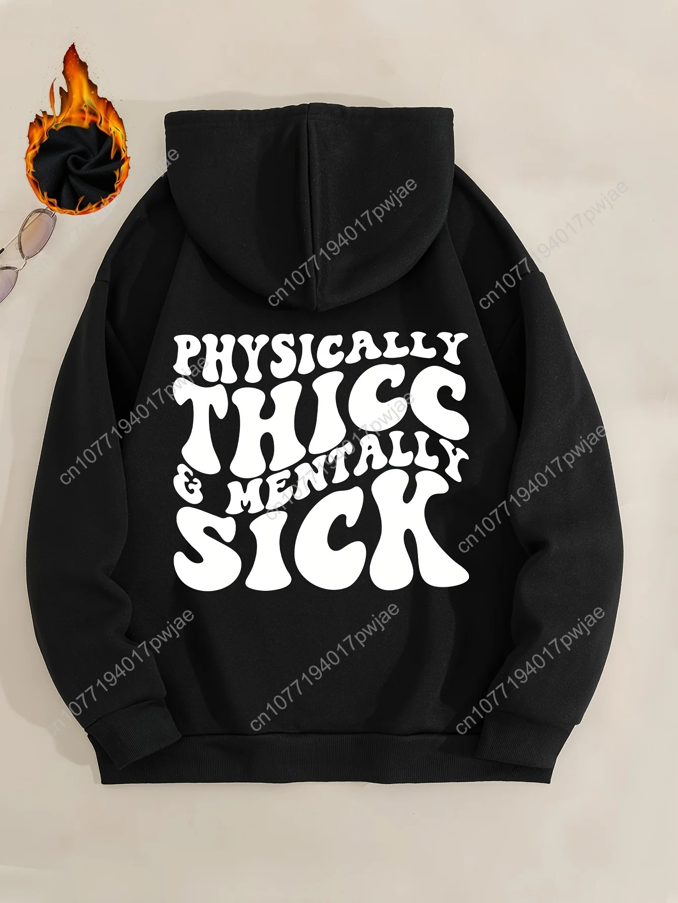 

[Women's Hoodie] Women's Plus Size Letter Print Hoodie - 100% Polyester 220gsm Heavyweight Casual Pullover with Kangaroo Pocket,