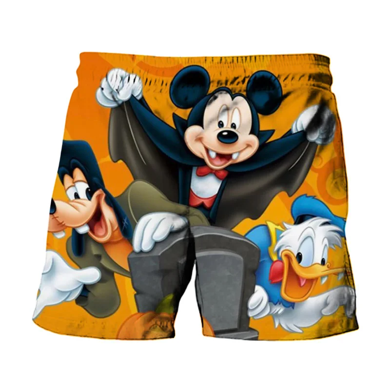 Disney Mickey Minnie And Donald Duck Print Summer Men\'s Swimwear Beach Club Halloween Collection Fashion Casual Shorts 2024