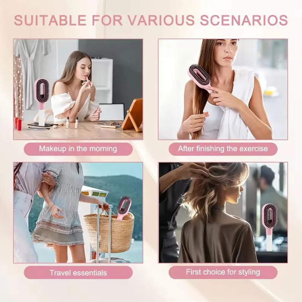 2 In 1 Spray Hair Paddle Comb Soft Round Bristle Detangler Brush Wet Dry  Anti Static Moisturizing Fluffy Salon Hair Tool Gift view 6