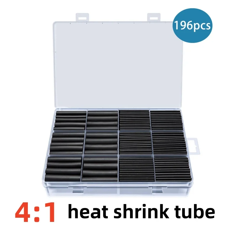 196PCS 4:1 Heat Shrink Tube With Glue Thermoretractile Heat Shrinkable Tubing Dual Wall Heat Shrink Tubing 6 8 12 16 18
