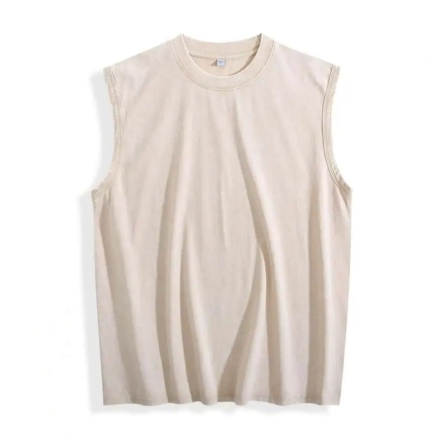 Vintage Washed Tiger Print Sleeveless Vest Men Casual Hip Hop Streetwear