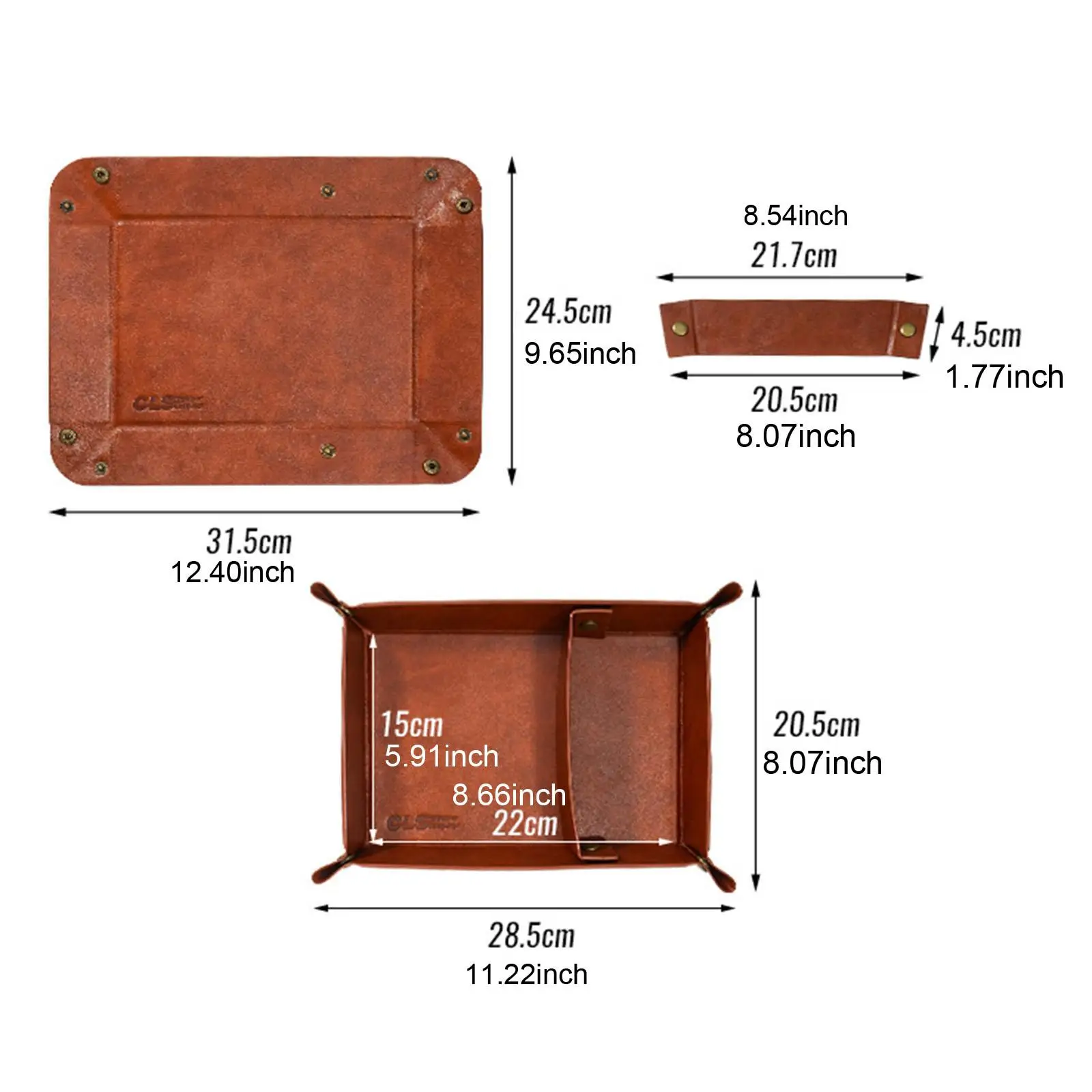 PU Leather Organizer Tray for Jewelry And Accessories, Portable Storage for Men And Women