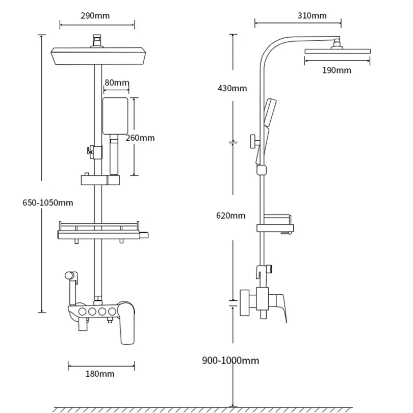 Ensemble de douche en cuivre à affichage numérique, kits de douche, clé de piano de salle de bain, douche à effet pluie