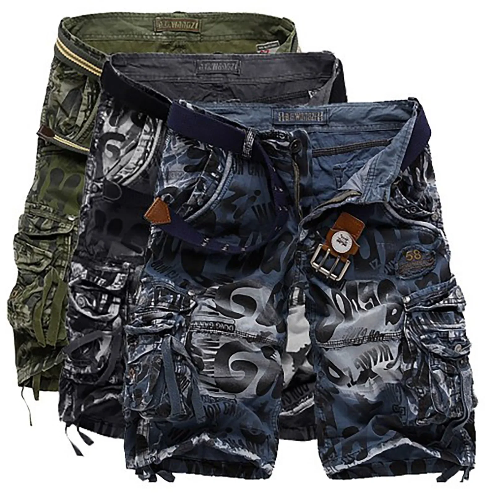 Adult Men New Loose Short Pants Multiple Pockets Men\'S Camouflage Cargo Shorts High Quality Fashion Men\'S Leisure Daily Wear