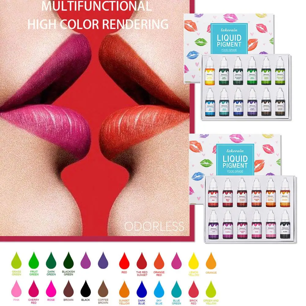 12 cores diy artesanal brilho labial multi-cor tingimento pigmento portátil lipgloss cosméticos para salão profissional doméstico