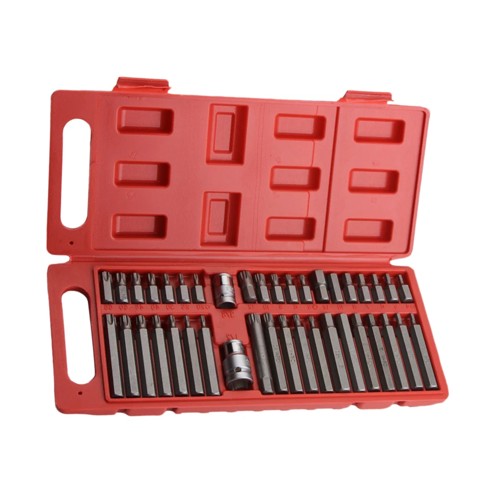 40Pcs 1/2in 3/8in Adaptor Drive Shank Hex Torx XZN Spline Star Impact Socket Set Metric Socket Set Ratchet Driver Socket Wrench