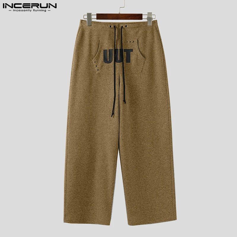 

INCERUN мужские брюки с принтом на шнурке, джоггеры, свободные повседневные брюки, мужская уличная одежда, мода 2025 года, мужские длинные брюки для отдыха, большие размеры