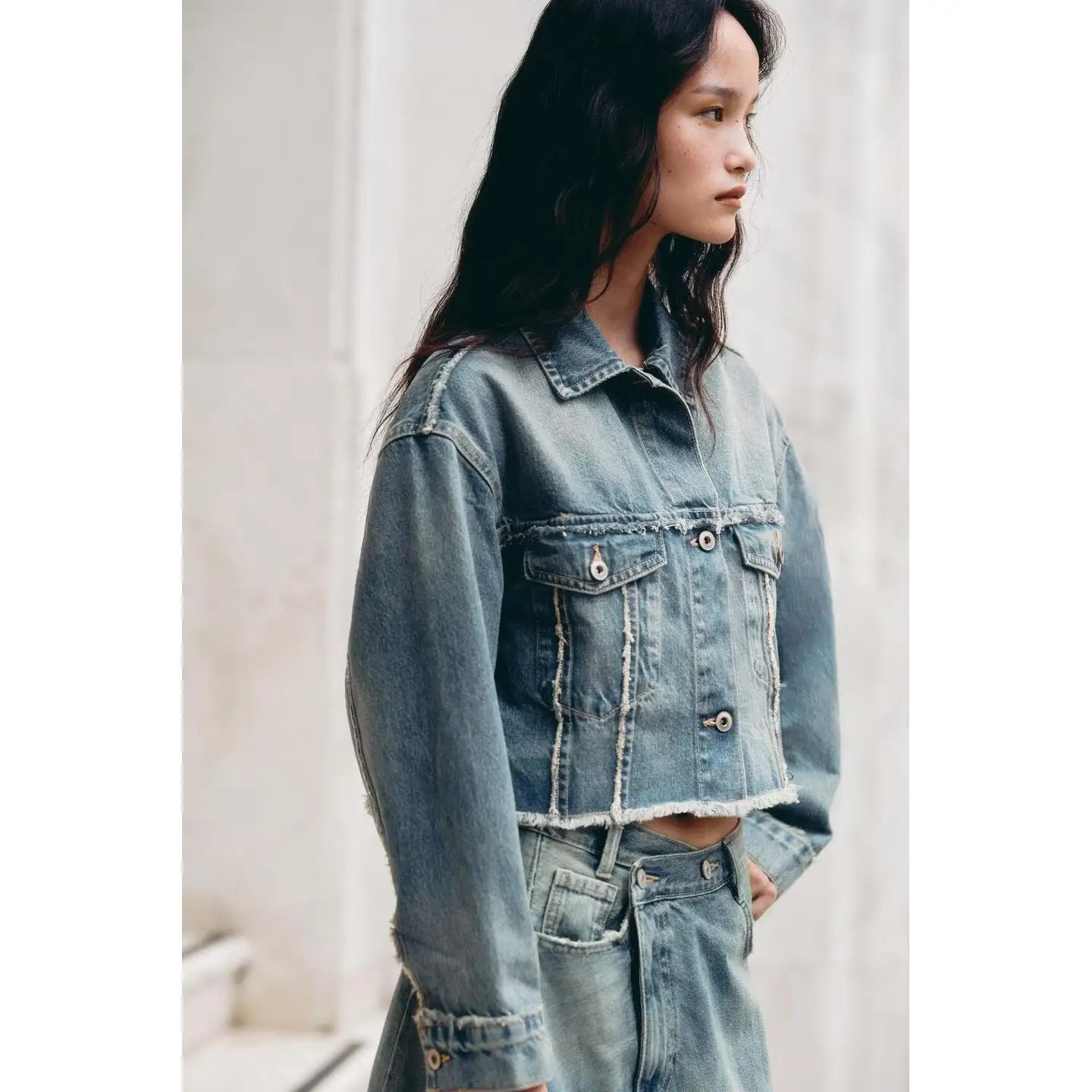 

Casual ort Denim Jaet Autumn Leisure Midi Skirt Double Button Pants Waist Denim Dr 2025 Fall Season V Ne Seven ...