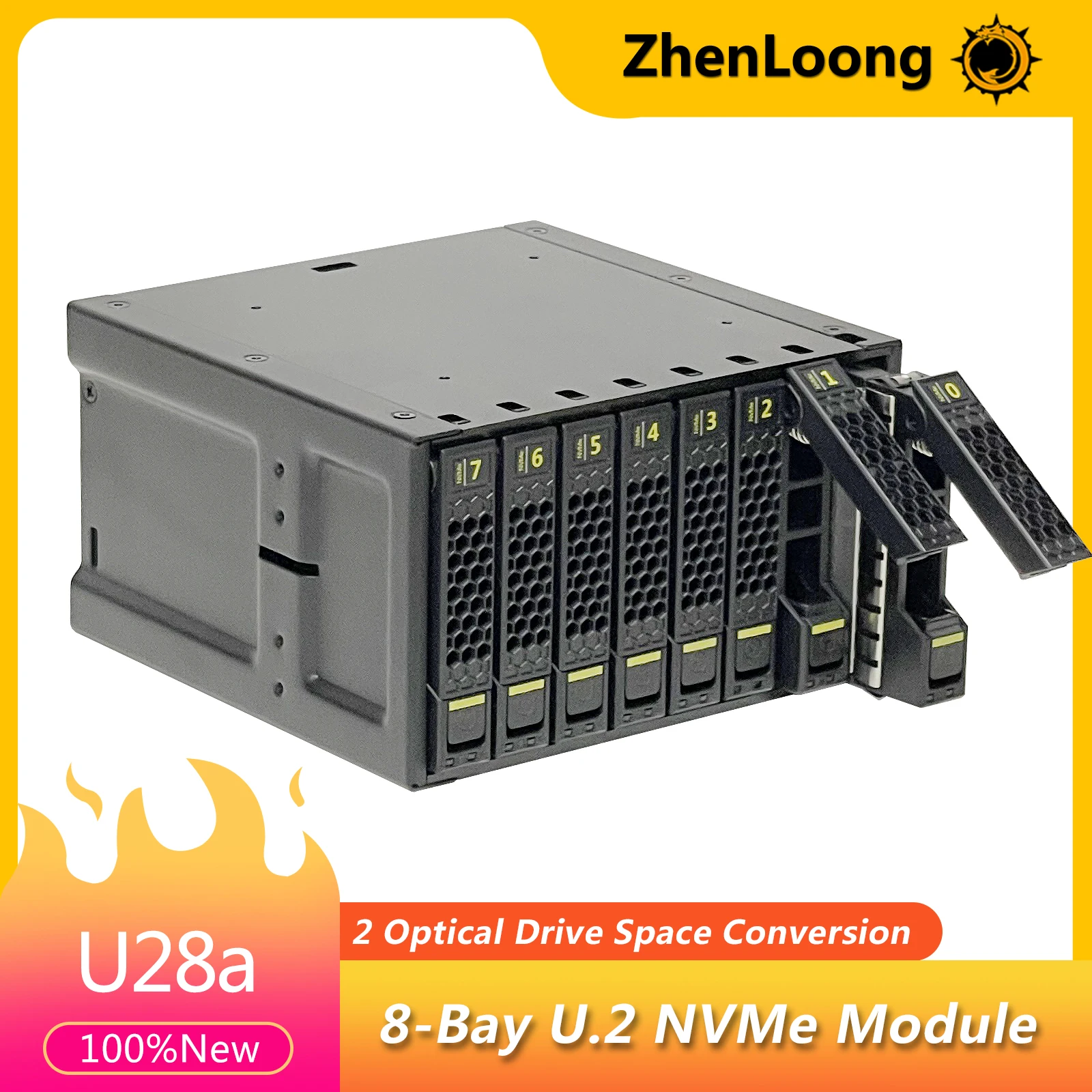 

ZhenLoong 2.5-inch 8 bay nvme u.2 ssd hot-swap module 32G backplane support Installation of 2x5.25-inch optical drive slots cage