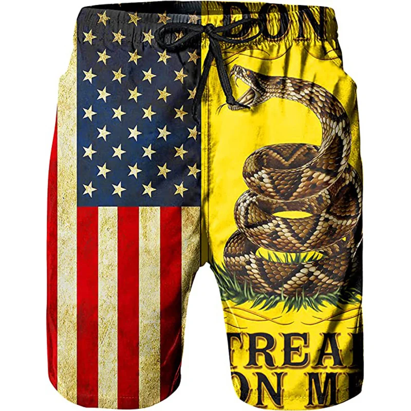 America Eagle Flag Graphic Shorts Pants Men Summer Casual Beach Swim Trunks 3D Printed Cool Board Shorts Ice Swimsuit homme 2023