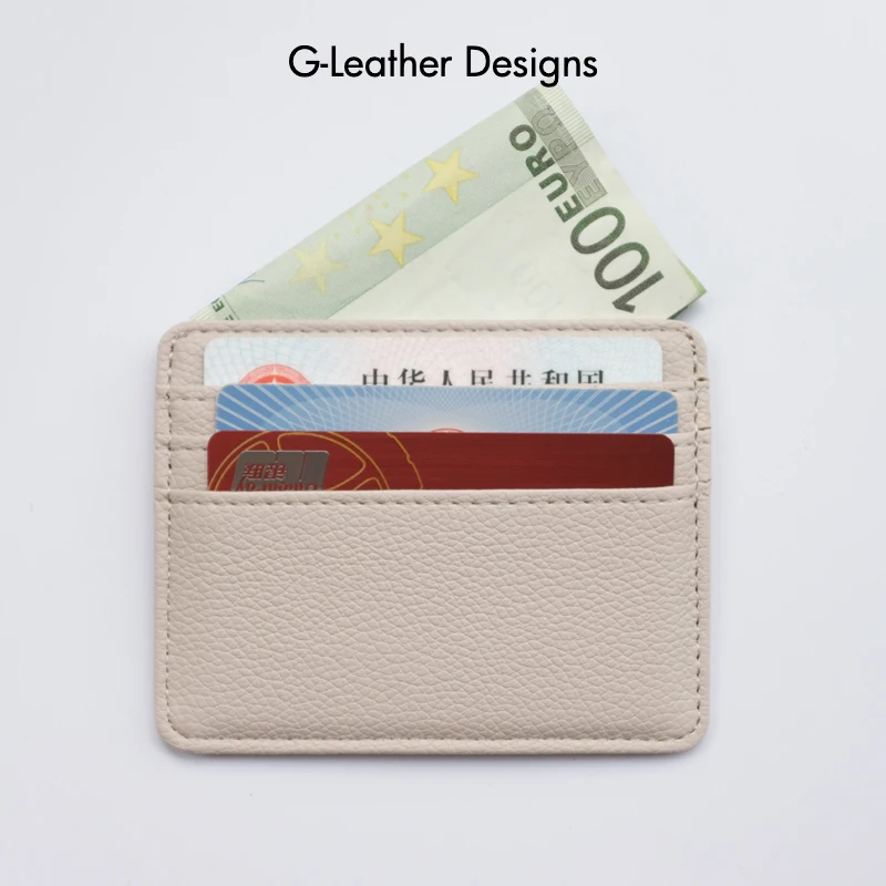 Vegan Leather Slim Card Holder Soft PU Leather Credit Card Cases Covers With 6 Card Slots And 1 Change Slot Custom Initials Name