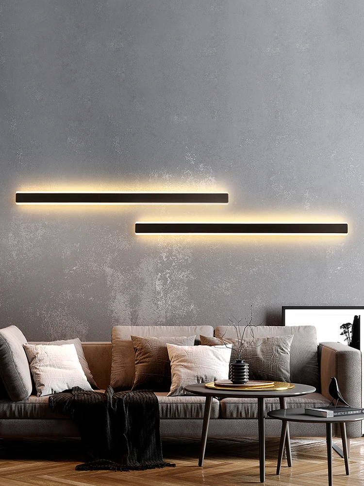 

Minimalist Wall Lamp Modern LED Strip Lighting Living Room Wall Lamp Nordic Villa Bedside Lamp Hallway Bathroom Dimming Lamp