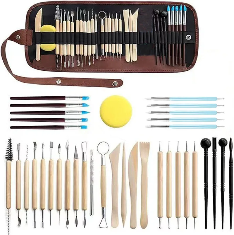 

Ceramics Clay Sculpture Polymer Tool Set Starter Craft Sculpting Pottery Modeling Carving Smoothing Wax Kit Drawing Shaping Tool