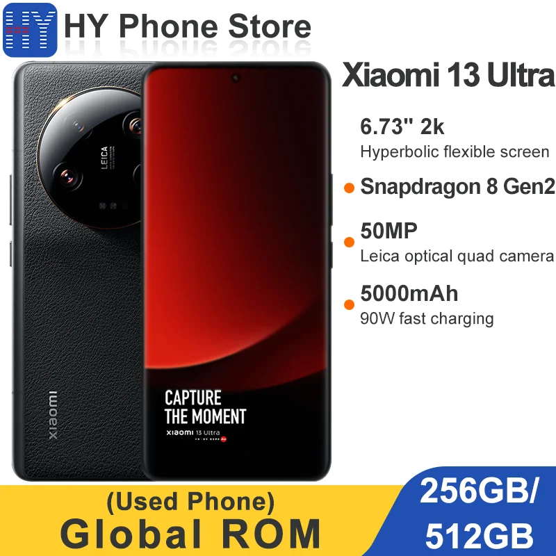 Global ROM Xiaomi 13 Ultra 256 ГБ/512 ГБ 6,73 дюйма, экран 2k Snapdragon 8 Gen 2, 5000 мАч, аккумулятор, 50 МП, камера Leica Optics (бывшая в употреблении)