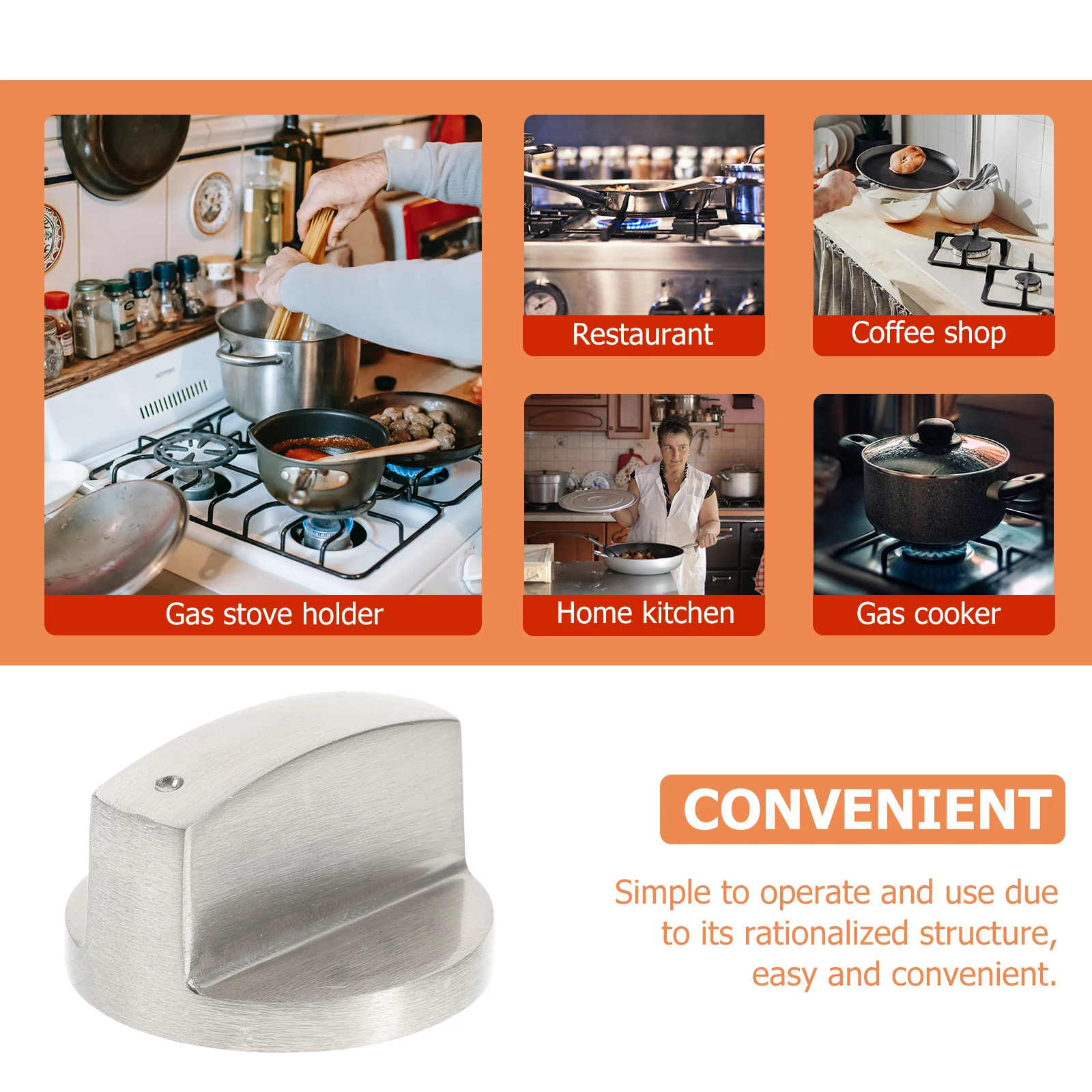 

5pcs Gas Stove Burner Knobs Replacement Top Switches Stainless Steel Durable High Temperature Resistant Easy Install Kitchen