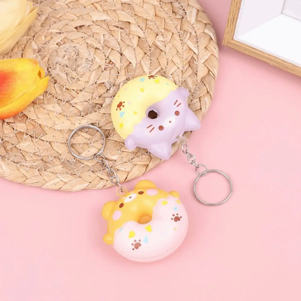 Slow Rebound Donut Slow Rebound Keyring Soft Material PU Material Donut Pendant Keychain Cute Animal Design Cartoon