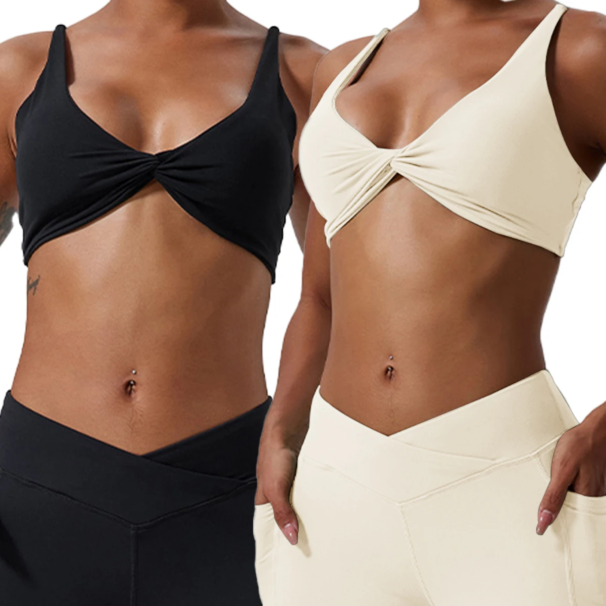 

Ctenkevet 2-Piece Gym Sports Bra Women Push Up Workout Yoga Underwear Breathable Soften Crop Top Female Backless Fitness Bras