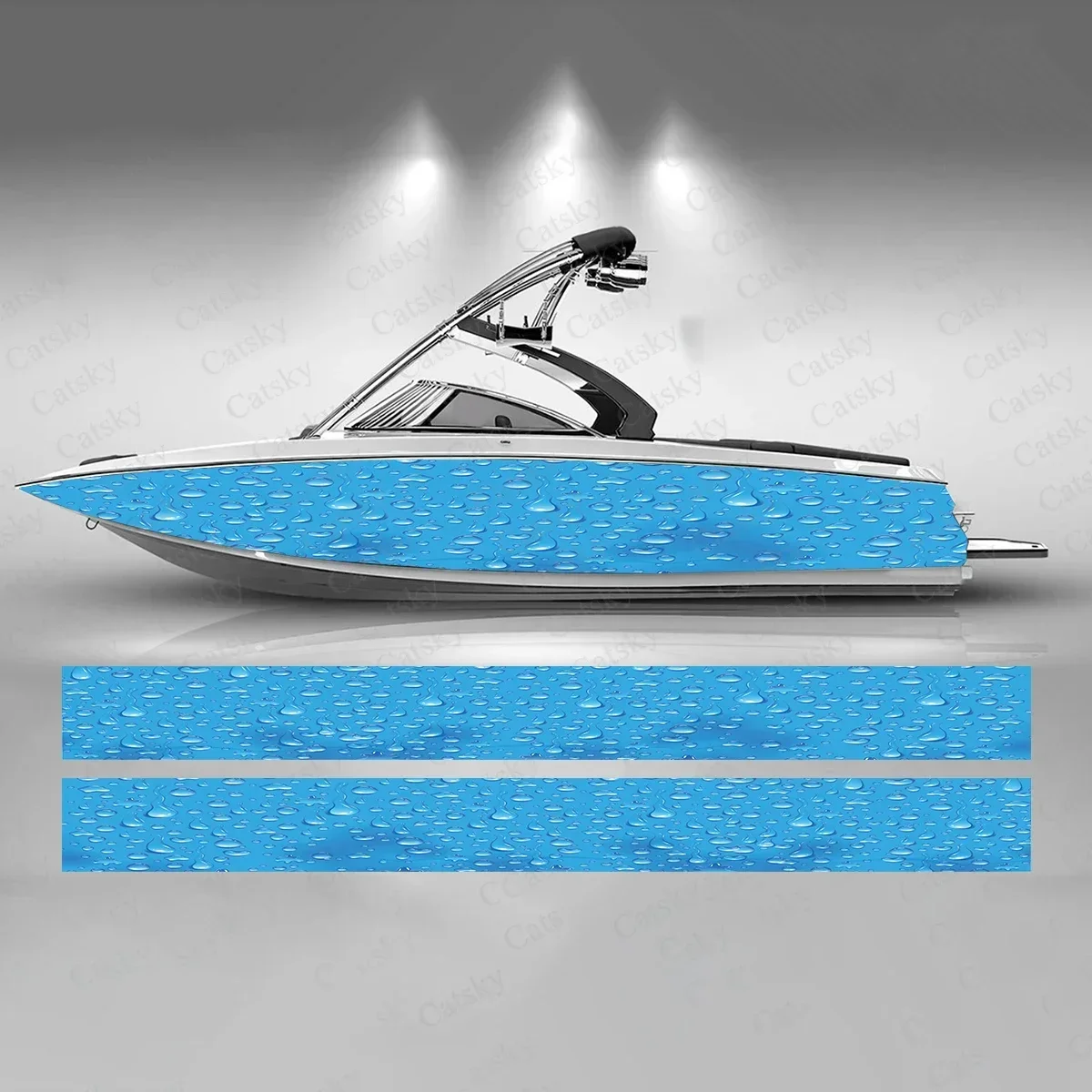 Water Drop Design Colorful Boat Sticker Fashion Custom Fish Boat-Sticker Vinyl Waterproof Boat Wrap Graphic Boat Wrap Decal