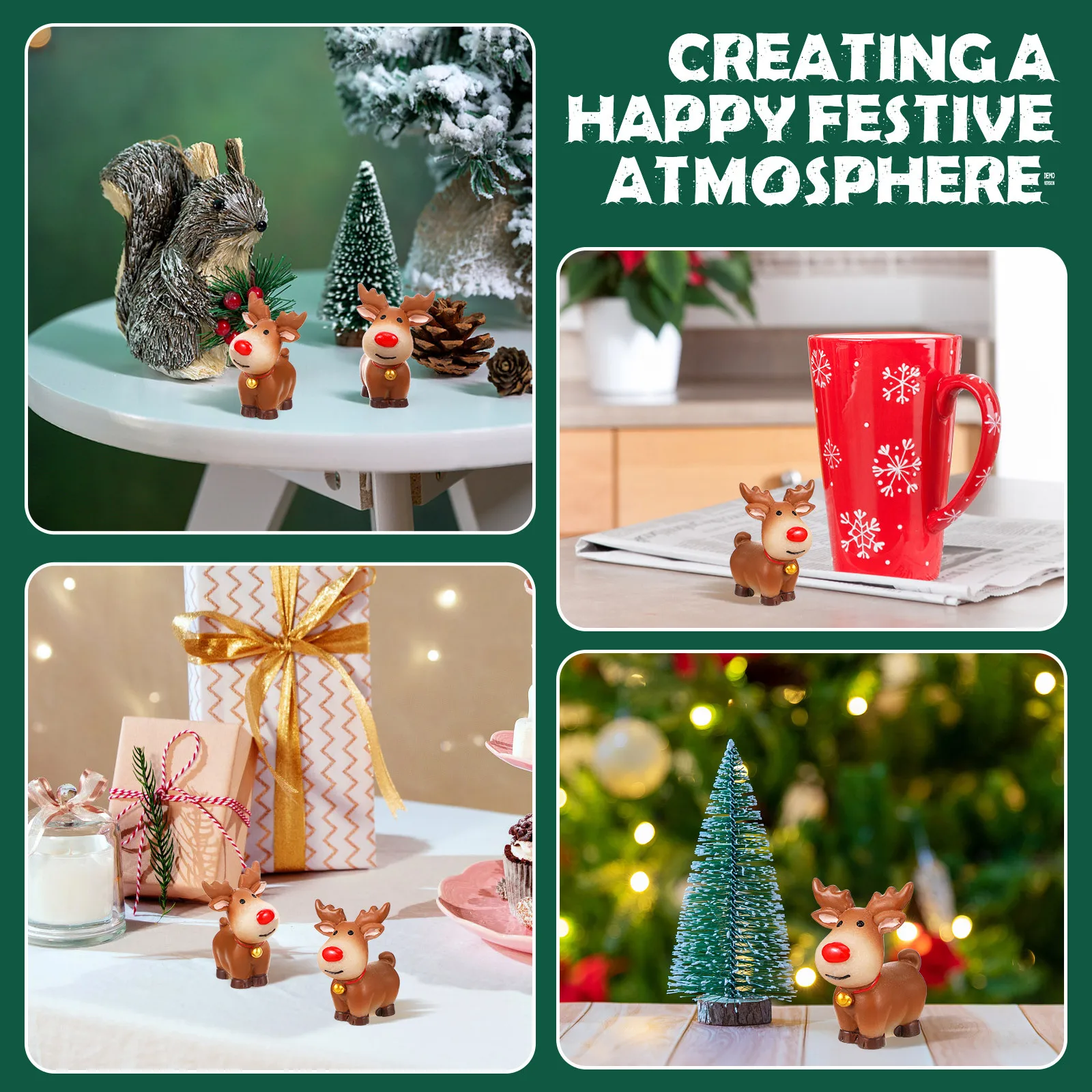 

5Pcs Miniature Reindeer Decorations Resin Standing Elk Sculptures Festive Christmas Adornment for Home Office School