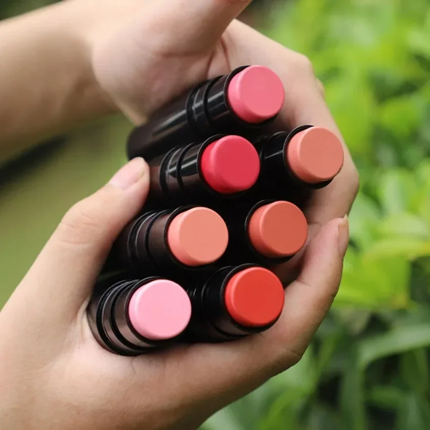 Private Label 7colors Double-head Blush Stick with Brush Ace Creamy Peach Brighten Lasting Waterproof Rouge Blusher Bulk Makeup