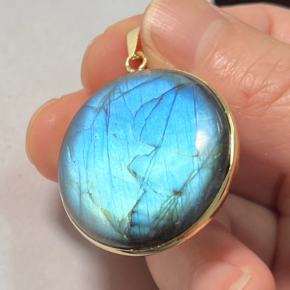 Necklace Pendant Natural Stone Irregular Shape Bead Labradorite for Women Men Jewelry 1Pcs