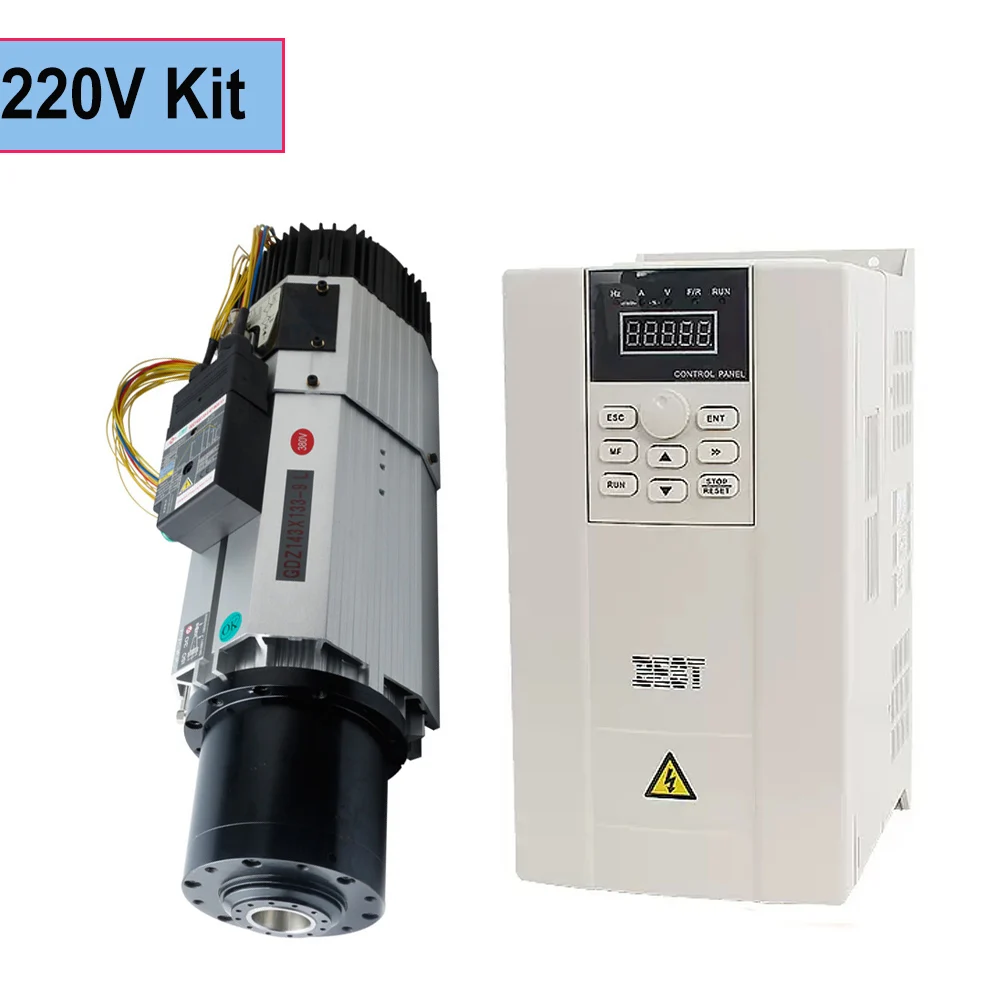 9KW ISO30 CNC Air Cooled Automatic tool changer ATC Spindle Motor 220V 380V Kit + BEST Inverter VFD For Metal Router Milling