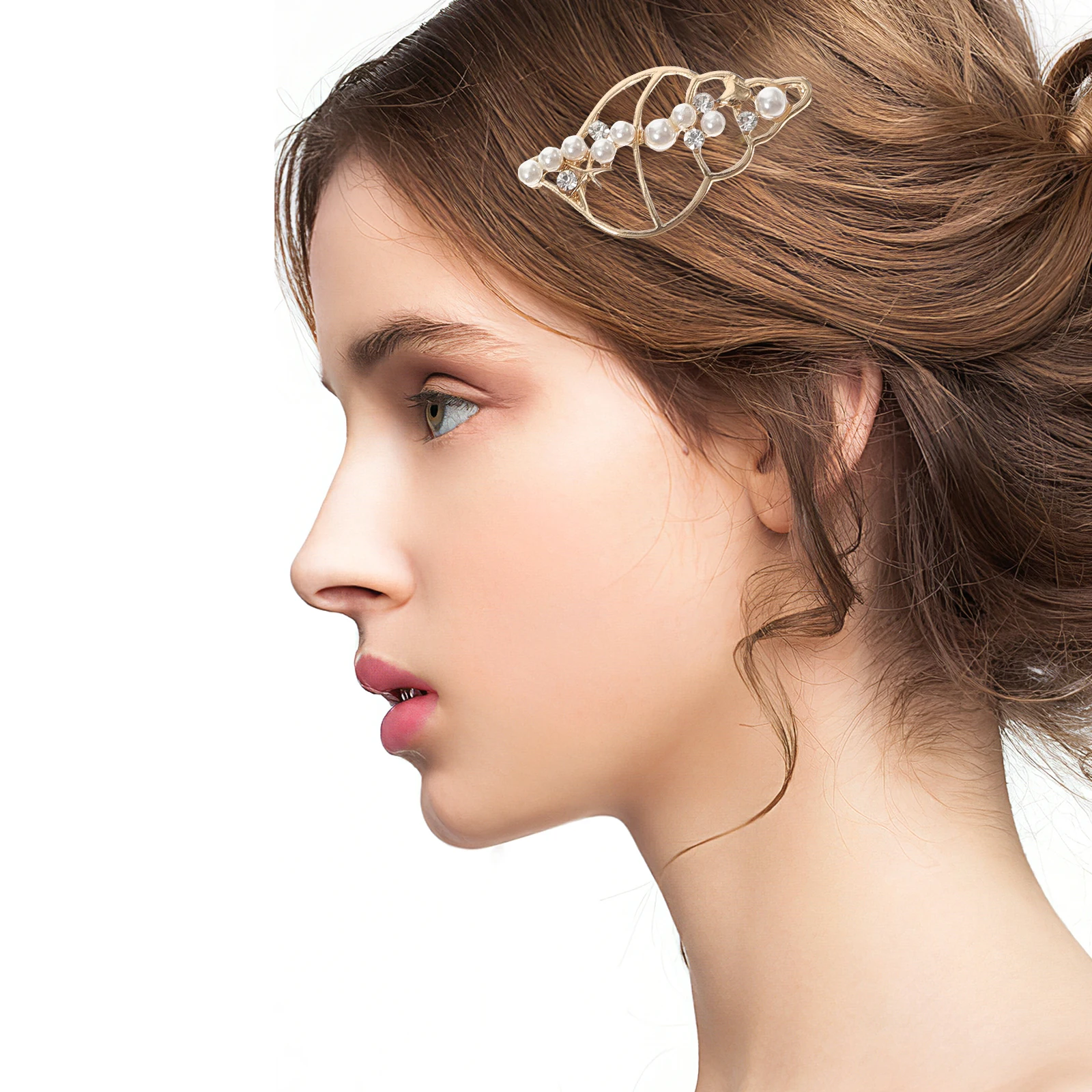 

3 Pcs Shell Hair Barrettes for Women Alloy Hollow Design Wedding Party Birthday Accessories Golden Hairpins