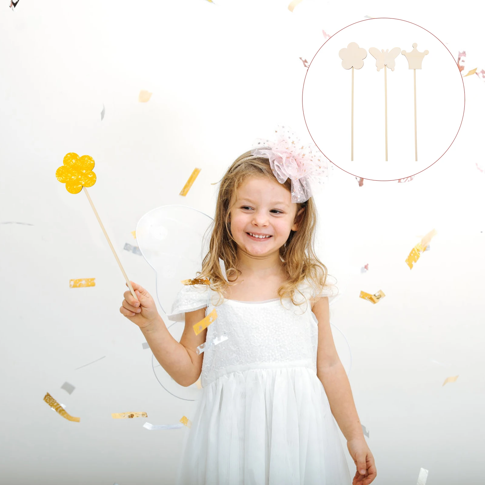 12pçs varinhas mágicas infantis, varinha de fada de madeira para meninas, kit de artesanato com superfície lisa, material seguro e não tóxico para pintura de adesivos