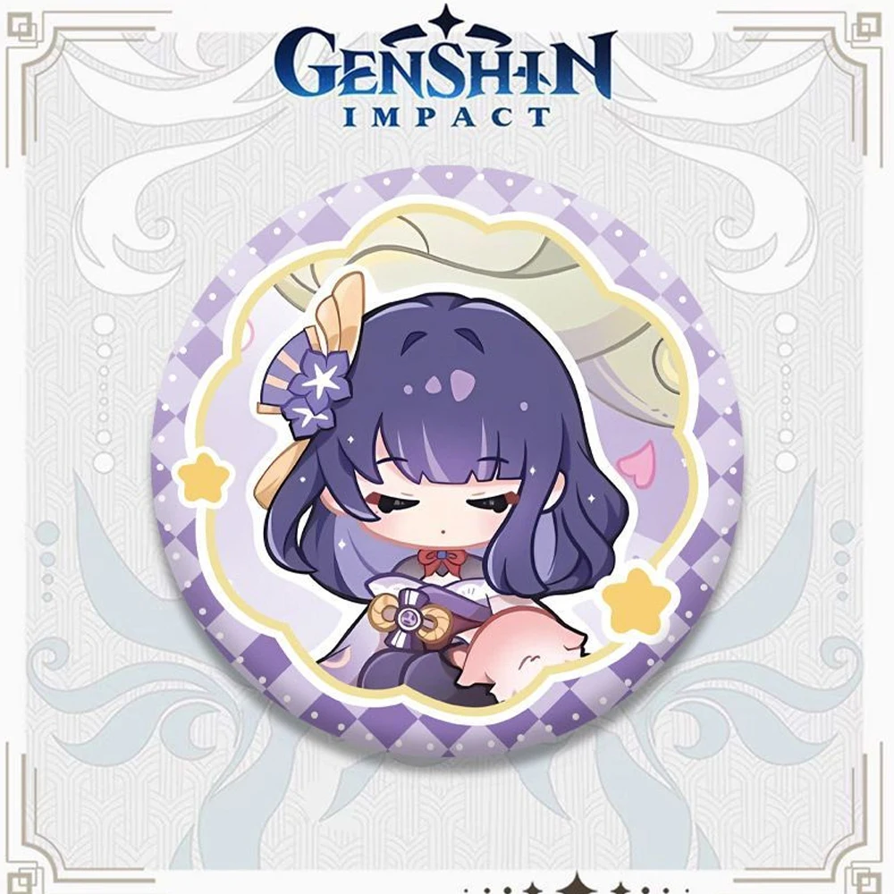 Juego Genshin Impact Furina Zhongli Mavuika Cospaly insignia broche redondo de Metal bolsa decoración figura Pins colección Unisex Prop
