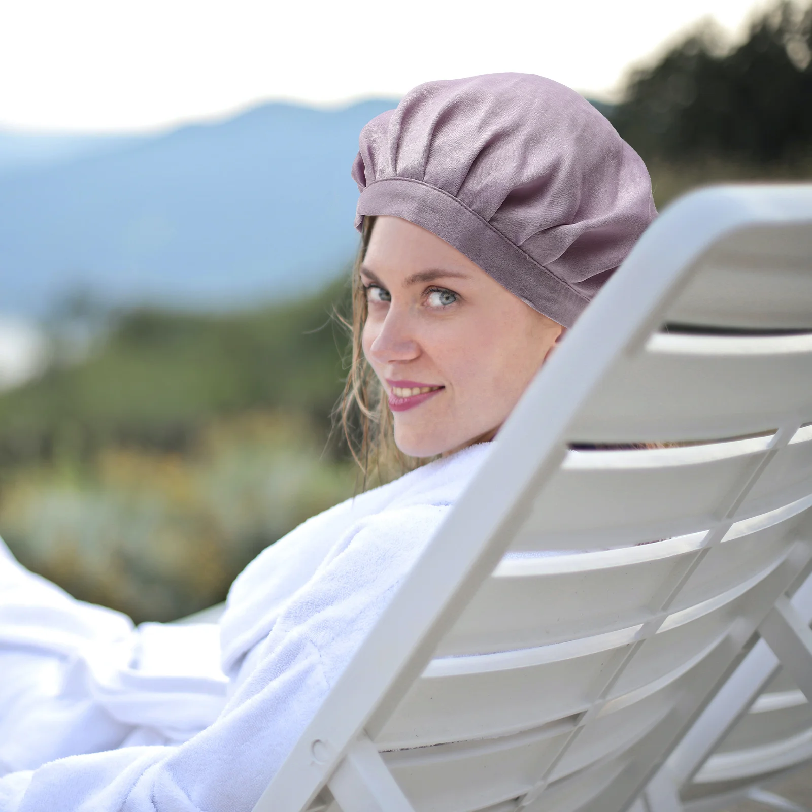 Gorro para dormir, gorro elástico ajustable para el pelo para mujer, pelo rizado, sin arrugas, gorro para dormir, ducha, lavado de cara