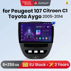 Junsun V1 Plus dla Peugeot 107 Toyota Aygo Citroen C1 2005 - 2014 Radio samochodowe bezprzewodowe CarPlay Android Auto No 2 din 2din DVD