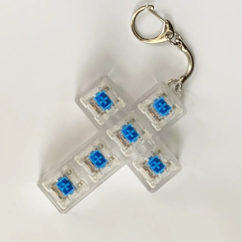 Entspannende DIY-Tastatur, Fidget-Schlüsselanhänger, Tastenkappe, Kreuzform, Clicker-Spielzeug, Linderung von Stress, Tasten, Knopf, Kneifspielzeug für Erwachsene