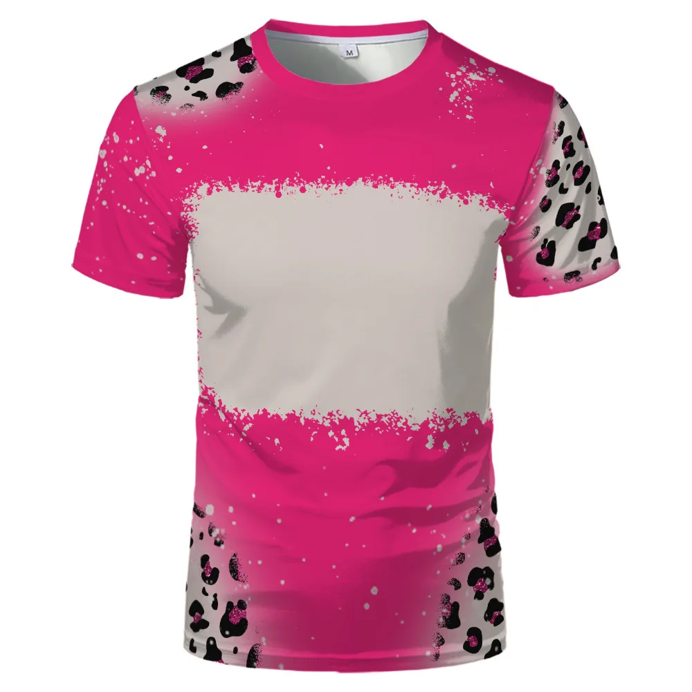 Sublimation Tie Dye Blank Polyester Tee Tops Heat Transfer Blanks T-shirt Round Neck Short Sleeve For DIY Custom Logo