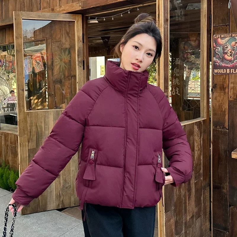 

2025 Winter Thickened Cotton Coat Jacket for Women Trendy Versatile Student Korean Style Loose Fit Padded Jacket Short Stature