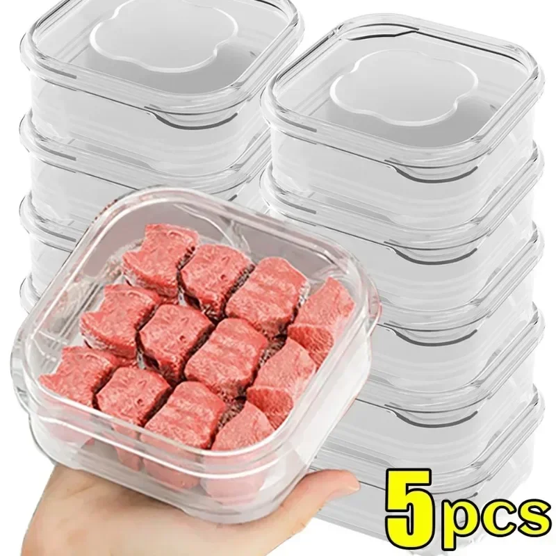 5/1-Pack Transparent Fridge Containers – Freezer Meat/Veggie Storage with Lids – Kitchen Organizer