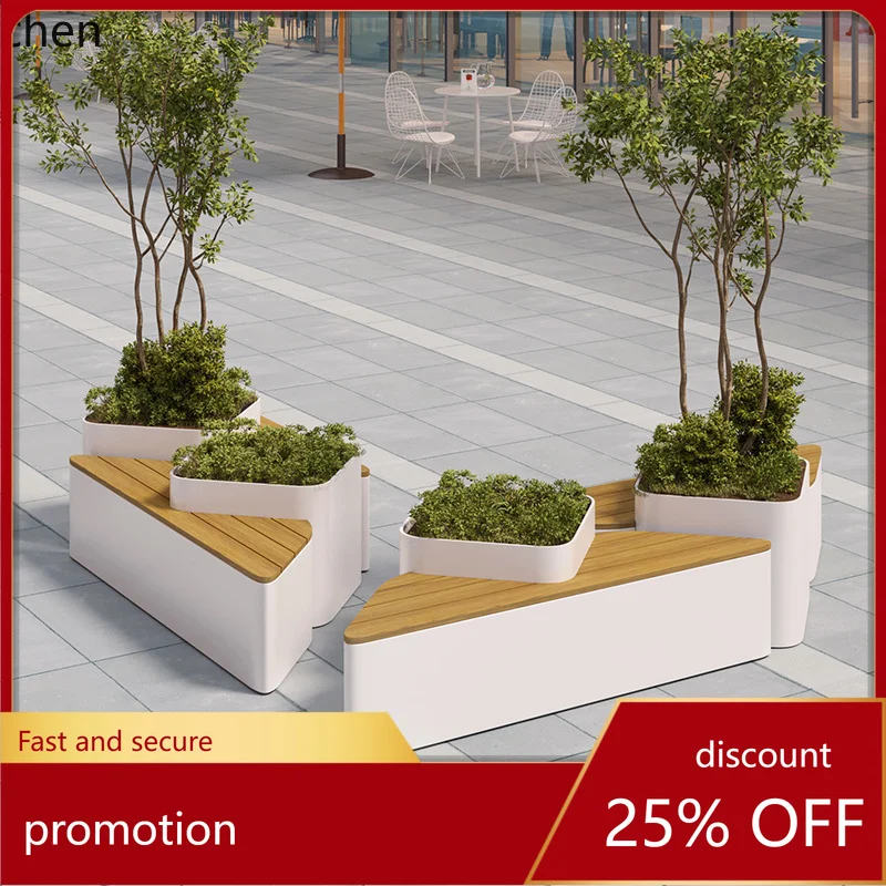 ZML Outdoor Public Waiting Stool Park Landscape Square Pedestrian Street Flower Pool Seat Flower Box