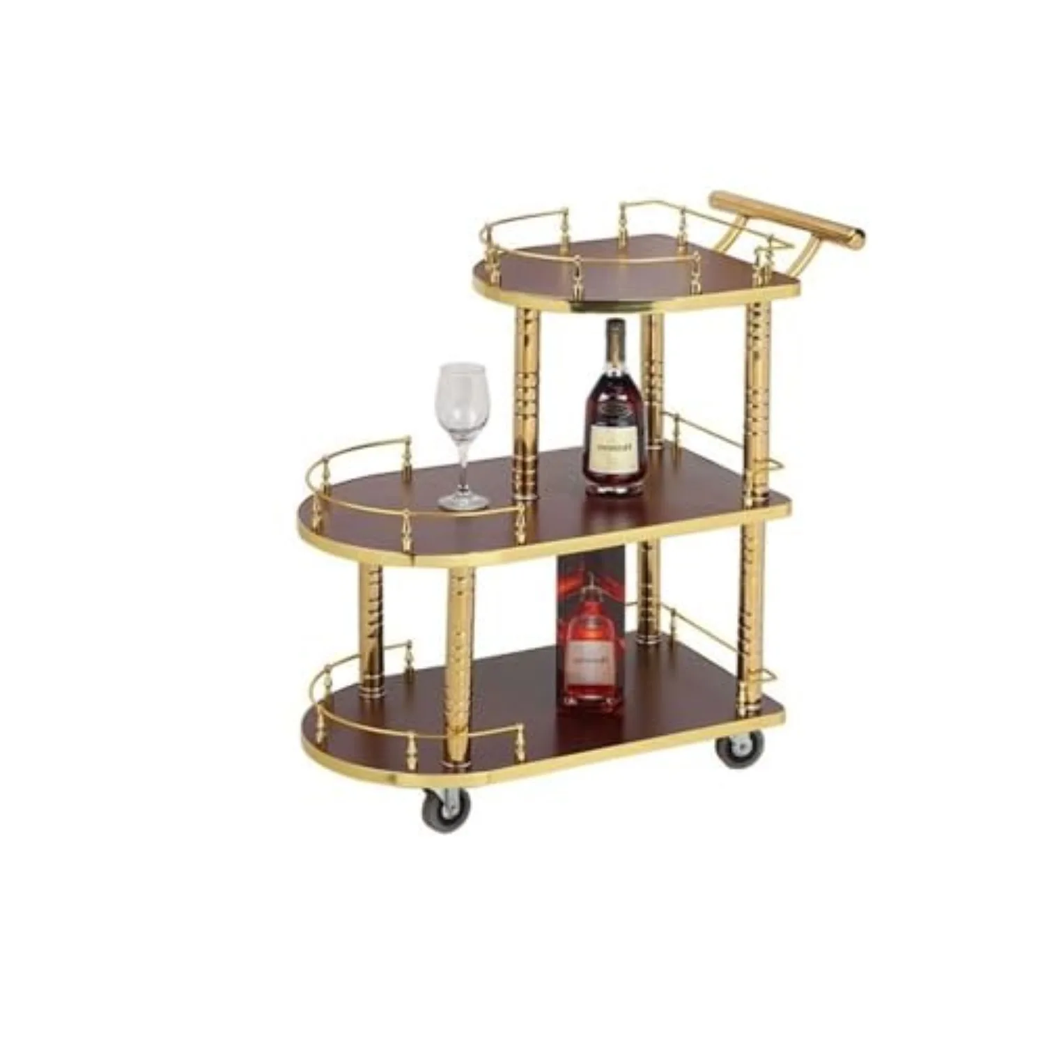 3-Tier Bar Cart, Restaurant Utility Cart on Wheels(Red) | Commercial Portable Storage Cart, Multifunctional Kitchen